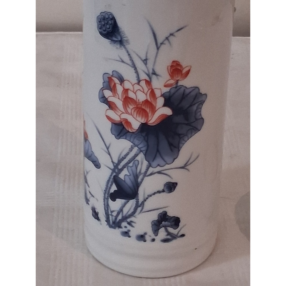Jingdezhen ChinesePorcelain Tea Thermos Lotus Flower Blue Red White Water Bottle